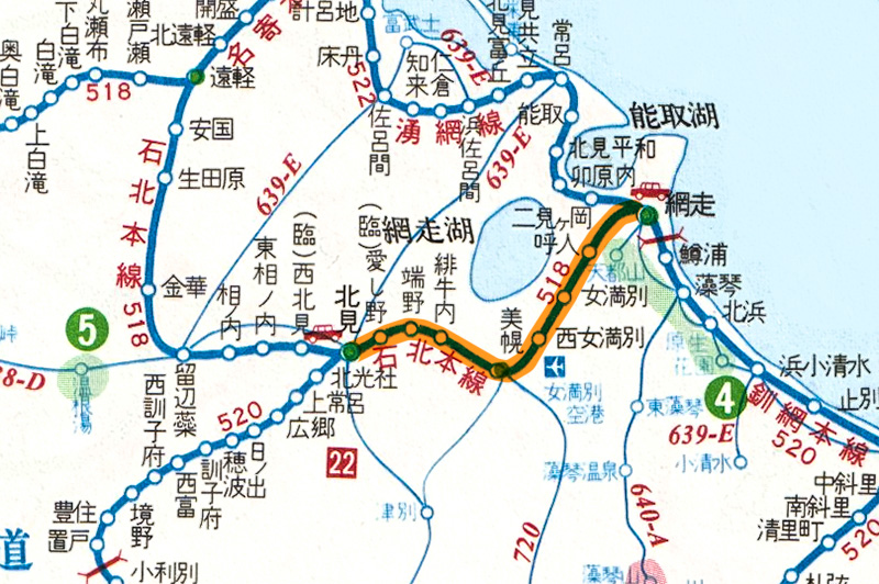 石北本線路線図