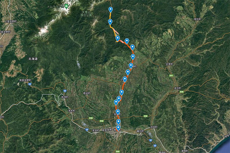 Googleマップで見る旧国鉄士幌線