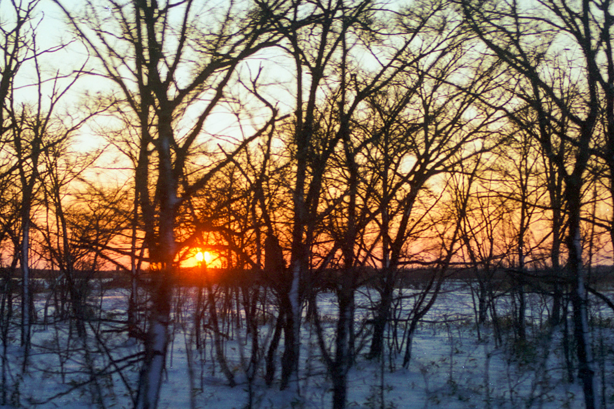 根釧台地に沈む夕日
